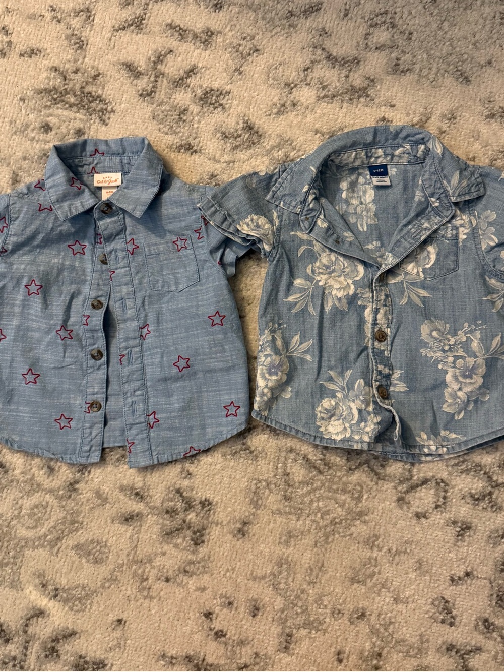 Cat & Jack and Old NavyLight Blue Denim-Look Short Sleeve Button Shirts